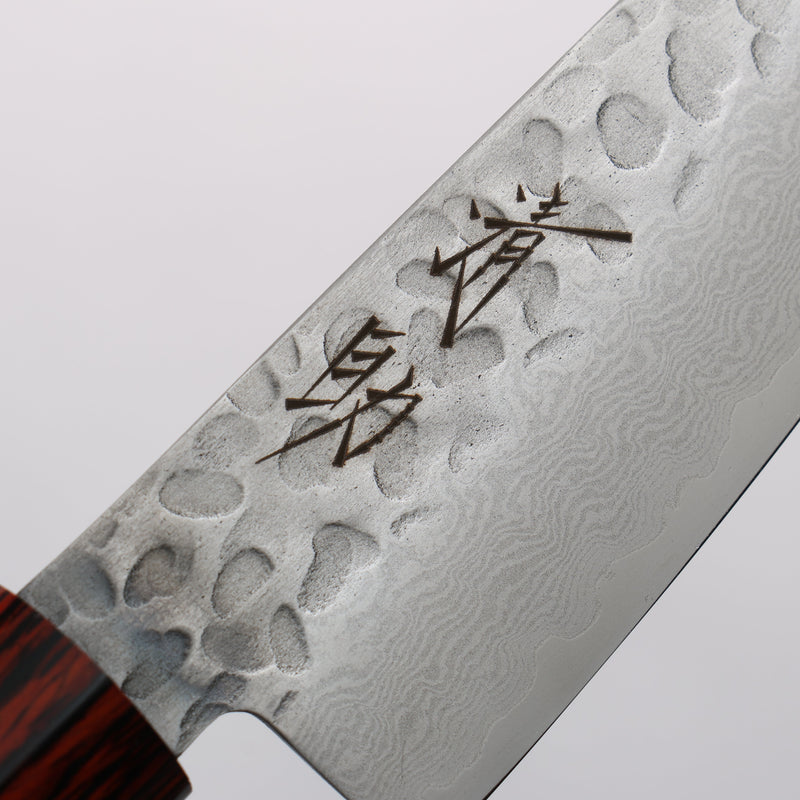 Seisuke VG10 33 Layer Hammered Damascus Small Santoku 135mm Black Pakka wood Handle - Japannywholesale