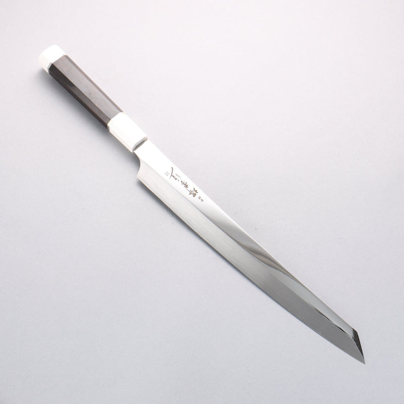 Sakai Takayuki Ginryu Honyaki Swedish Steel Mirrored Finish Kengata Yanagiba 300mm Ebony Wood Handle with Sheath - Japannywholesale