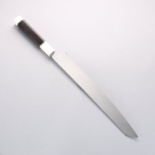 Sakai Takayuki Ginryu Honyaki Swedish Steel Mirrored Finish Kengata Yanagiba 300mm Ebony Wood Handle with Sheath - Japannywholesale