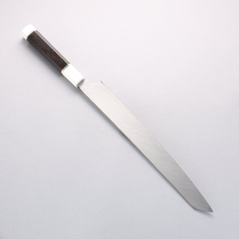Sakai Takayuki Ginryu Honyaki Swedish Steel Mirrored Finish Kengata Yanagiba 300mm Ebony Wood Handle with Sheath - Japannywholesale