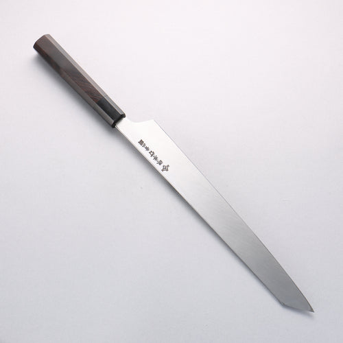 Sakai Takayuki Hien Blue Steel No.2 Mirrored Finish Kengata Yanagiba 300mm Ebony Wood Handle with Sheath - Japannywholesale