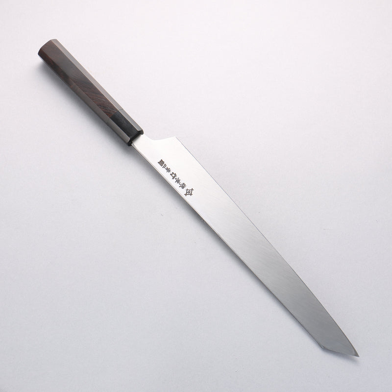 Sakai Takayuki Hien Blue Steel No.2 Mirrored Finish Kengata Yanagiba 300mm Ebony Wood Handle with Sheath - Japannywholesale