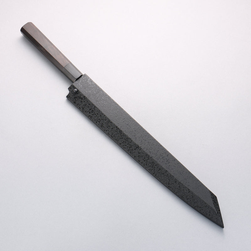 Sakai Takayuki Hien Blue Steel No.2 Mirrored Finish Kengata Yanagiba 300mm Ebony Wood Handle with Sheath - Japannywholesale