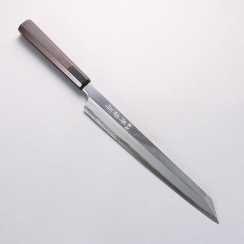 Sakai Takayuki Hien Blue Steel No.2 Mirrored Finish Kengata Yanagiba 270mm Ebony Wood Handle with Sheath - Japannywholesale
