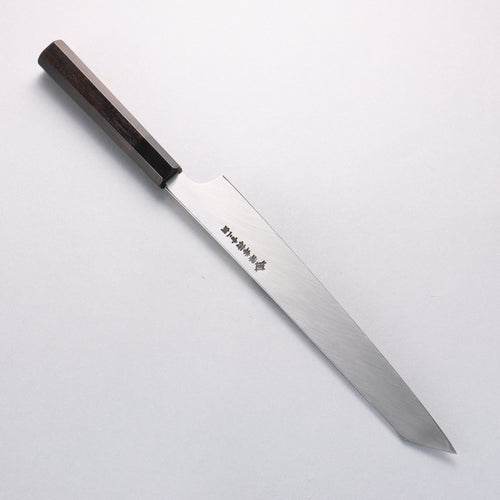 Sakai Takayuki Hien Blue Steel No.2 Mirrored Finish Kengata Yanagiba 270mm Ebony Wood Handle with Sheath - Japannywholesale