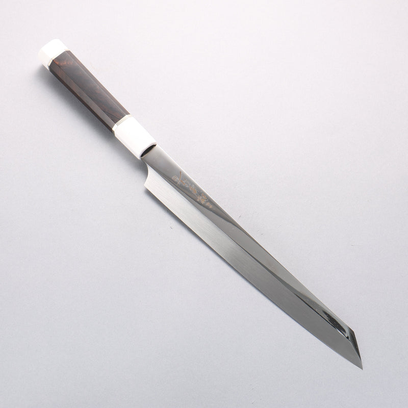 Sakai Takayuki Ginryu Honyaki Swedish Steel Mirrored Finish Kengata Yanagiba 270mm Ebony Wood Handle with Sheath - Japannywholesale