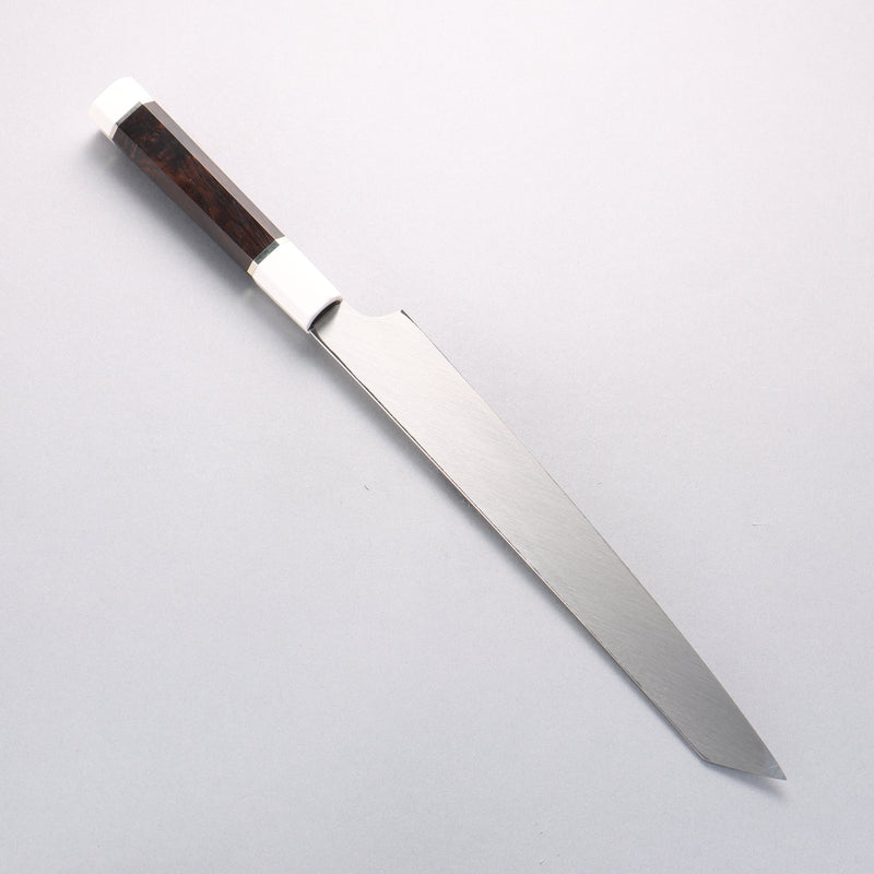 Sakai Takayuki Ginryu Honyaki Swedish Steel Mirrored Finish Kengata Yanagiba 270mm Ebony Wood Handle with Sheath - Japannywholesale