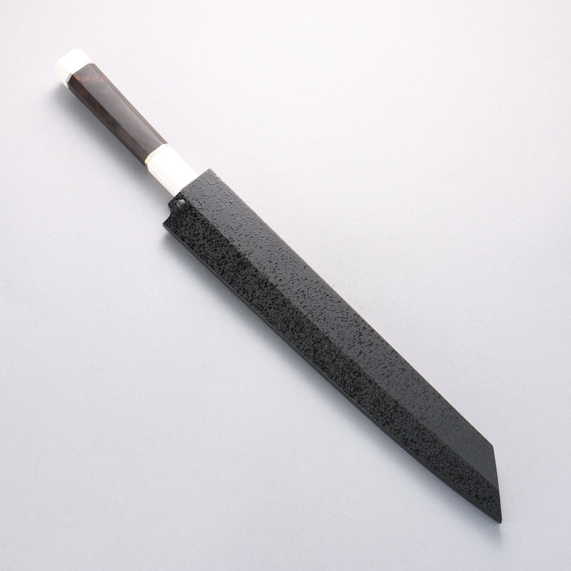 Sakai Takayuki Ginryu Honyaki Swedish Steel Mirrored Finish Kengata Yanagiba 270mm Ebony Wood Handle with Sheath - Japannywholesale