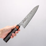 Shigeki Tanaka Habakiri SG2 Damascus Gyuto 210mm Ebony Wood Handle - Japannywholesale