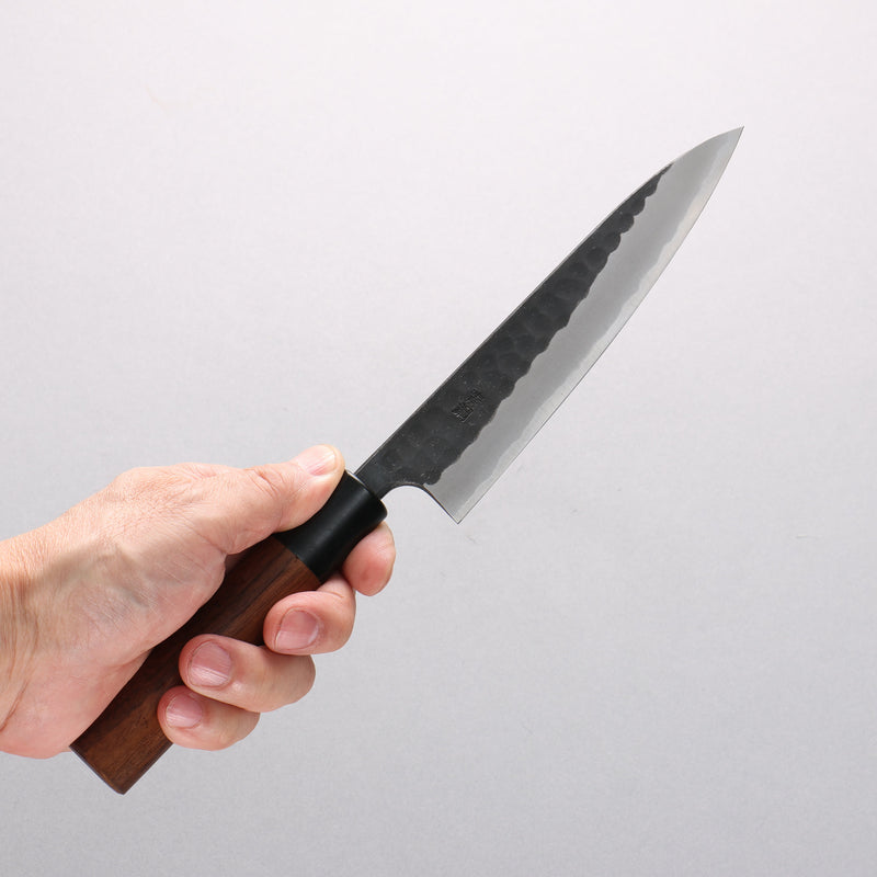 Nao Yamamoto Yasuki Blue Steel Kurouchi Hammered Petty-Utility 150mm Walnut Handle - Japannywholesale