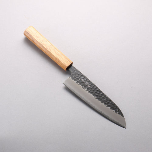 Oul Blue Super Hammered Black Finished Santoku 165mm Oak Handle - Japannywholesale