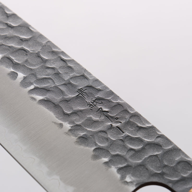 Oul Blue Super Hammered Black Finished Santoku 165mm Oak Handle - Japannywholesale