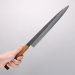Sakai Takayuki Homura Guren Blue Steel No.2 Hammered Black Finished Yanagiba 300mm Burnt Oak Handle - Japannywholesale