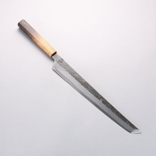 Sakai Takayuki Homura Guren Genbu Blue Steel No.2 Kurouchi Hammered Sakimaru Yanagiba 300mm Burnt Oak Handle - Japannywholesale