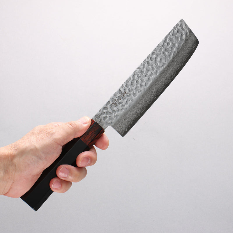 Seisuke VG10 33 Layer Hammered Damascus Usuba 160mm Black Pakka wood Handle - Japannywholesale