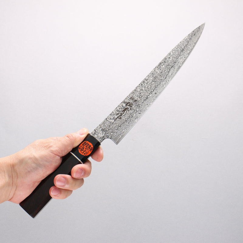 Shigeki Tanaka Habakiri SG2 Damascus Slicer 210mm Ebony Wood Handle - Japannywholesale