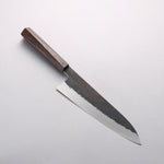 Isamitsu Abe Blue Super Hammered Black Finished Gyuto 210mm Rosewood (pentagonal) Handle - Japannywholesale