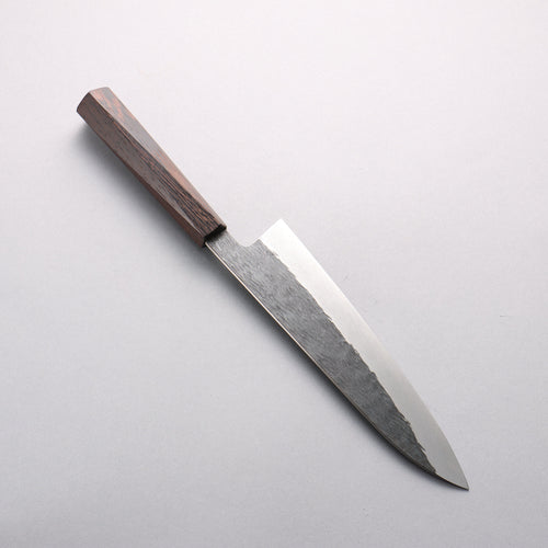 Isamitsu Abe Blue Super Hammered Black Finished Gyuto 210mm Rosewood (pentagonal) Handle - Japannywholesale