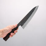 Isamitsu Abe Blue Super Hammered Black Finished Gyuto 210mm Rosewood (pentagonal) Handle - Japannywholesale