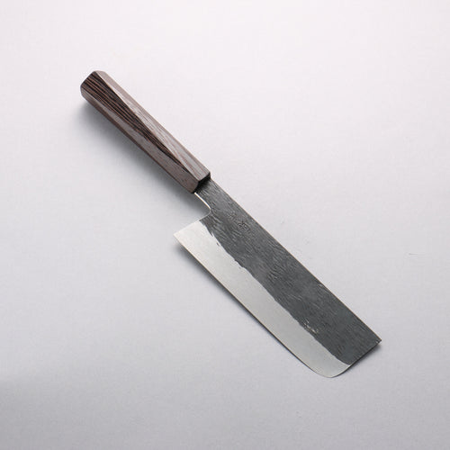 Isamitsu Abe Blue Super Hammered Black Finished Nakiri 165mm Rosewood (pentagonal) Handle - Japannywholesale