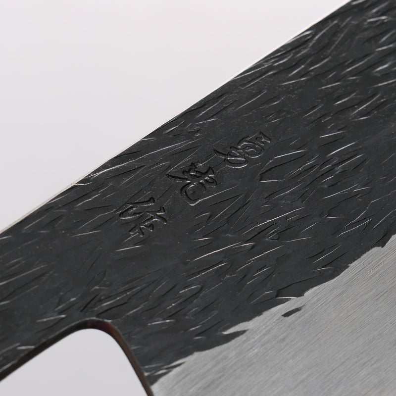 Isamitsu Abe Blue Super Hammered Black Finished Nakiri 165mm Rosewood (pentagonal) Handle - Japannywholesale