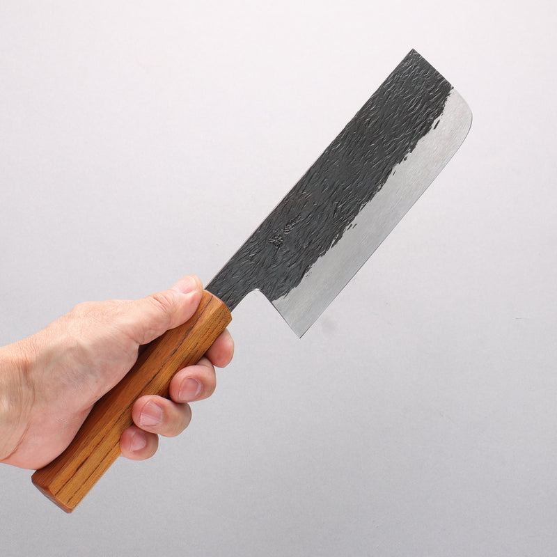 Isamitsu Abe White Steel No.1 Hammered Nakiri 165mm Japanese Elm (pentagonal) Handle - Japannywholesale