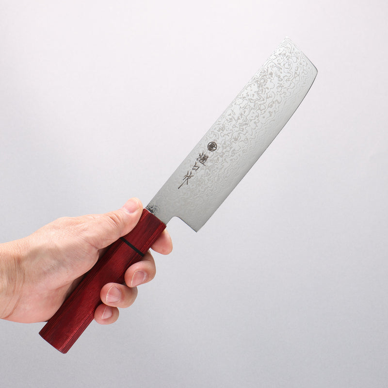 Higuchi SG2 Damascus Migaki Finished Usuba 165mm Red Pakka wood Handle - Japannywholesale