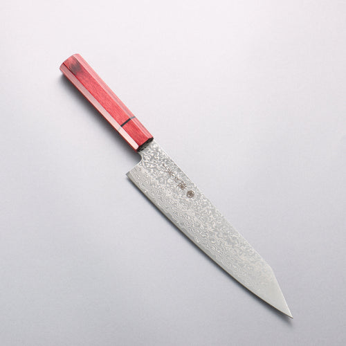 Higuchi SG2 Damascus Migaki Finished Kiritsuke Gyuto 210mm Red Pakka wood Handle - Japannywholesale