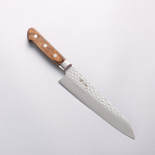 Seisuke AUS8 Hammered Gyuto 180mm Brown Pakka wood Handle - Japannywholesale