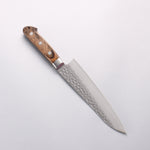 Seisuke AUS8 Hammered Gyuto 180mm Brown Pakka wood Handle - Japannywholesale