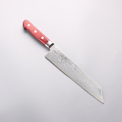 Seisuke Nami AUS10 Mirrored Finish Damascus Kiritsuke Gyuto 210mm Red Pakka wood Handle - Japannywholesale