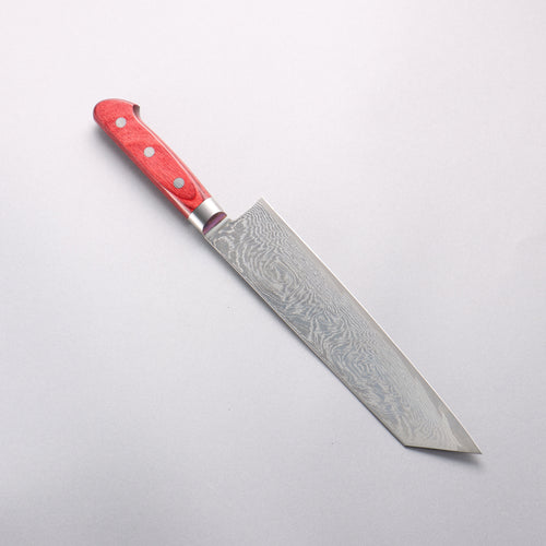 Seisuke Nami AUS10 Mirrored Finish Damascus Kiritsuke Gyuto 210mm Red Pakka wood Handle - Japannywholesale