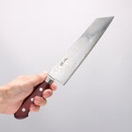 Seisuke Nami AUS10 Mirrored Finish Damascus Kiritsuke Gyuto 210mm Red Pakka wood Handle - Japannywholesale