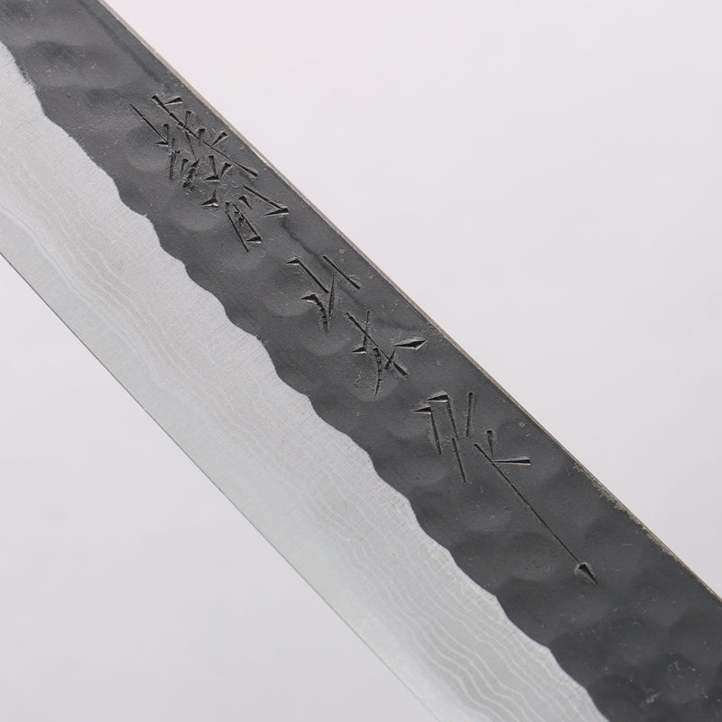 Nao Yamamoto Blue Super Kurouchi Hammered Damascus Yanagiba 240mm Rosewood Handle - Japannywholesale