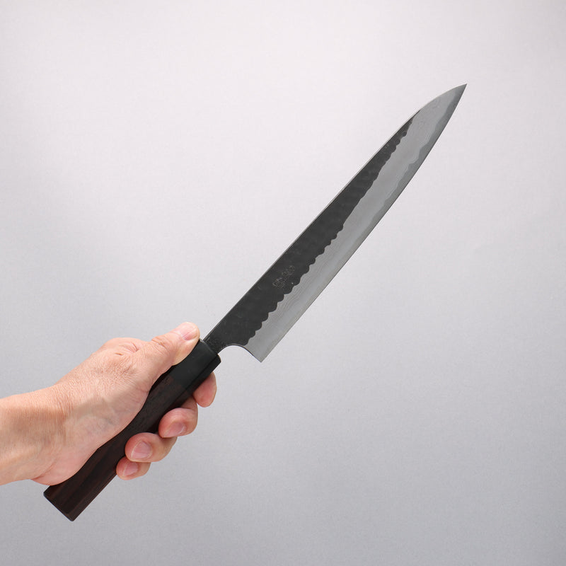Nao Yamamoto Blue Super Kurouchi Hammered Damascus Yanagiba 240mm Rosewood Handle - Japannywholesale