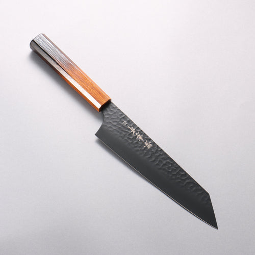 Sakai Takayuki Kurokage VG10 Hammered Teflon Coating Kiritsuke Gyuto 190mm Burnt Oak (Lacquered) Handle - Japannywholesale