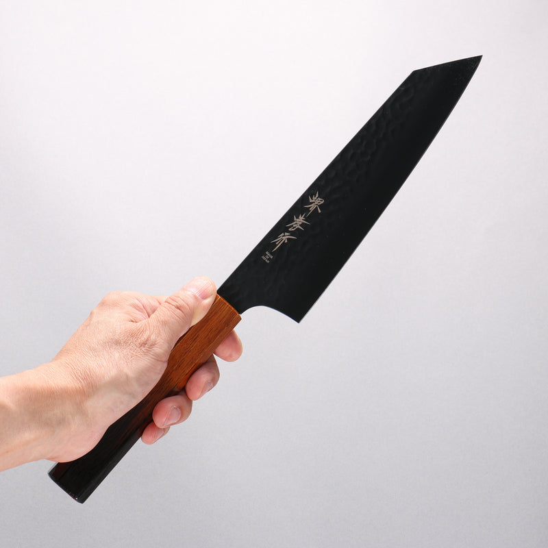 Sakai Takayuki Kurokage VG10 Hammered Teflon Coating Kiritsuke Gyuto 190mm Burnt Oak (Lacquered) Handle - Japannywholesale