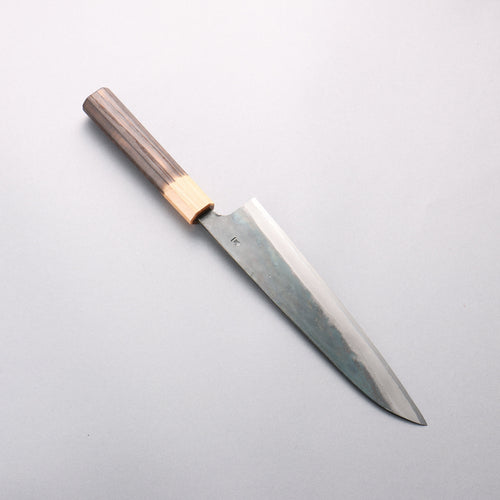 Seisuke Blue Steel No.1 Black Finished Gyuto 210mm Burnt Chestnut (ferrule: Cherry Wood) Handle - Japannywholesale