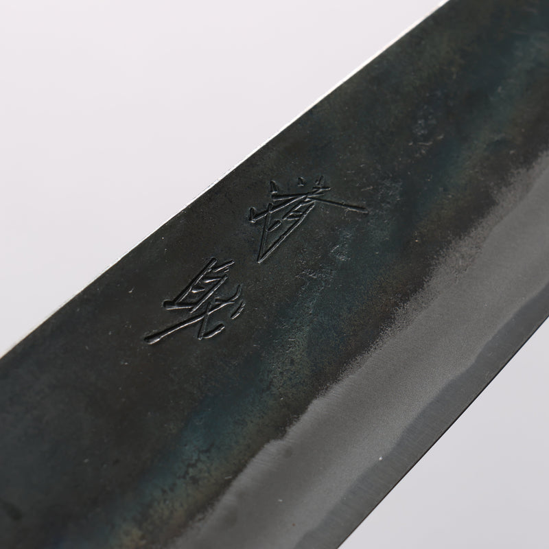 Seisuke Blue Steel No.1 Black Finished Gyuto 210mm Burnt Chestnut (ferrule: Cherry Wood) Handle - Japannywholesale