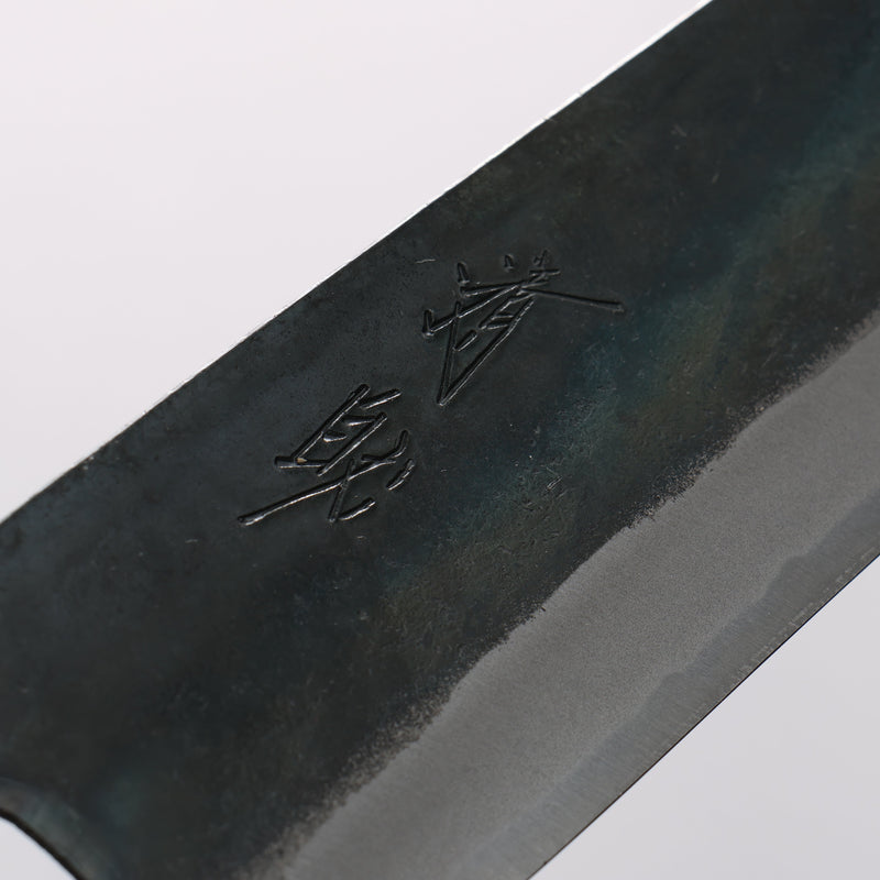 Seisuke Blue Steel No.1 Black Finished Kiritsuke Gyuto 210mm Burnt Chestnut (ferrule: Cherry Wood) Handle - Japannywholesale