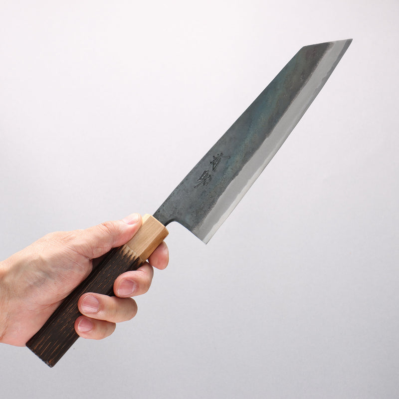 Seisuke Blue Steel No.1 Black Finished Kiritsuke Gyuto 210mm Burnt Chestnut (ferrule: Cherry Wood) Handle - Japannywholesale