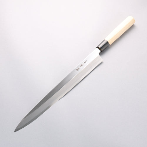 Sakai Takayuki [Left Handed] Kasumitogi White Steel Yanagiba Magnolia Handle - Japannywholesale