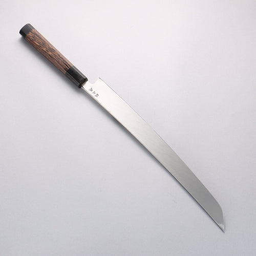 Sakai Takayuki Zangetsu Enten Silver Steel No.3 Damascus Sakimaru Yanagiba 330mm Wenge with Double Water Buffalo Ring Handle with Sheath - Japannywholesale