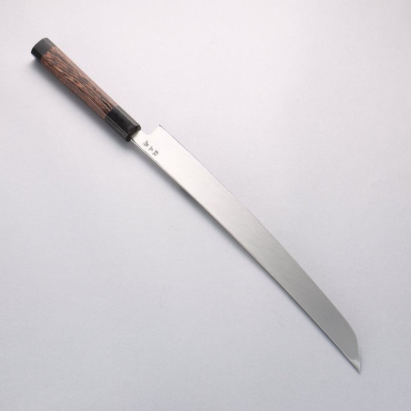 Sakai Takayuki Zangetsu Enten Silver Steel No.3 Damascus Sakimaru Yanagiba 330mm Wenge with Double Water Buffalo Ring Handle with Sheath - Japannywholesale