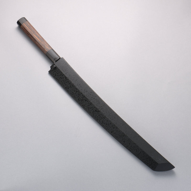 Sakai Takayuki Zangetsu Enten Silver Steel No.3 Damascus Sakimaru Yanagiba 330mm Wenge with Double Water Buffalo Ring Handle with Sheath - Japannywholesale