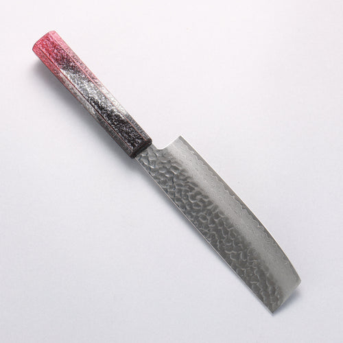 Sakai Takayuki Rinnou VG10 33 Layer Damascus Nakiri Japanese Knife 160mm Red Lacquered Handle - Japannywholesale