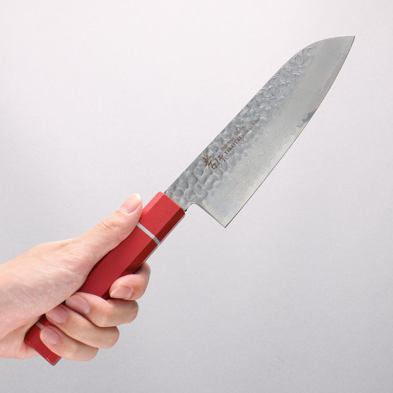 Sakai Takayuki VG10 33 Layer Damascus Santoku 170mm Live oak Lacquered (Kouseki) Handle - Japannywholesale