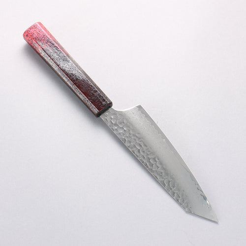 Sakai Takayuki Rinnou VG10 33 Layer Damascus Kengata Santoku Japanese Knife 160mm Red Lacquered Handle - Japannywholesale