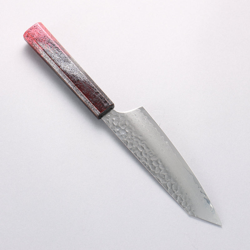 Sakai Takayuki Rinnou VG10 33 Layer Damascus Kengata Santoku Japanese Knife 160mm Red Lacquered Handle - Japannywholesale