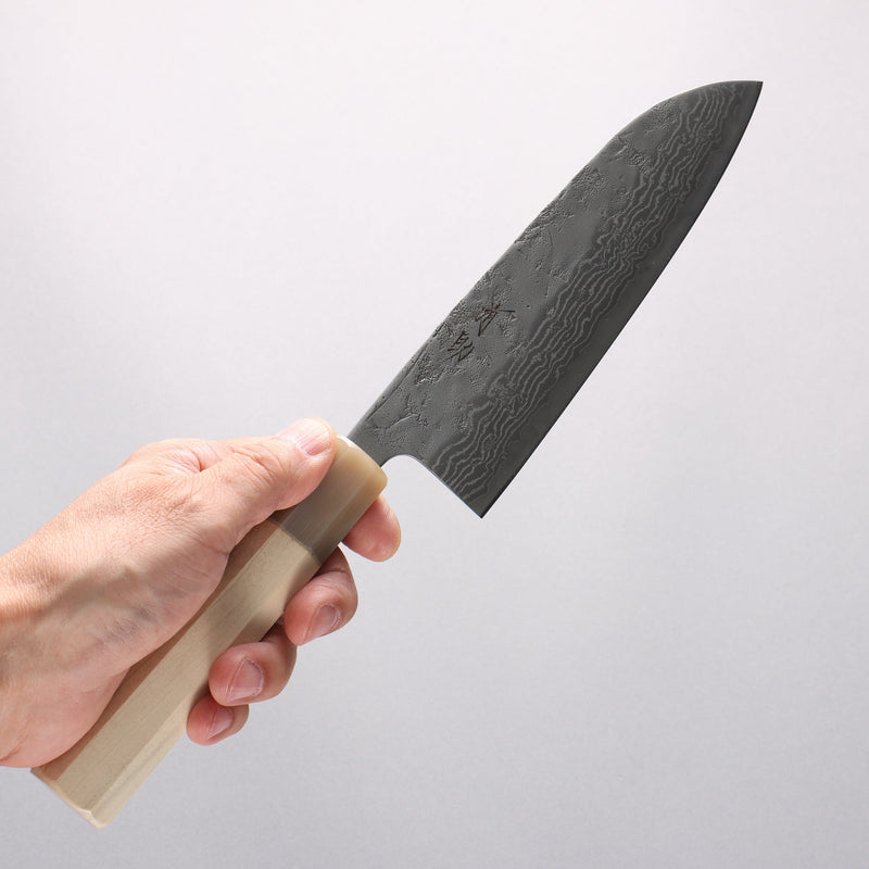 Seisuke Swedish Steel-stn Damascus Washiji Santoku 170mm Magnolia Handle - Japannywholesale